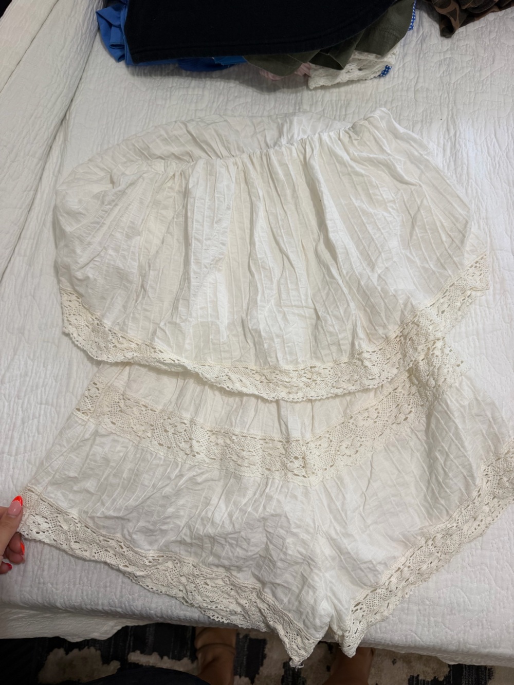 eesome Ivory Crochet-Trim Romper